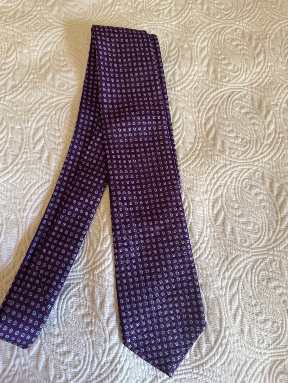 Brooks Brothers Purple and Light Gray Patterned Silk Tie